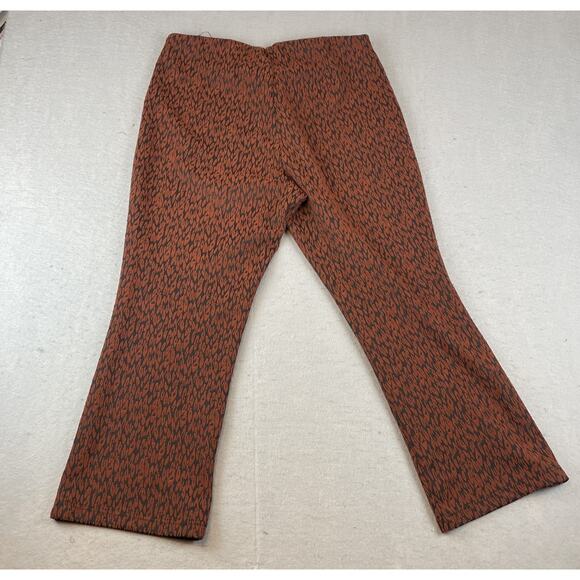 Anthropologie Mikayla Pull On Womens Sz L Cropped Flare Pants Cheetah - Picture 8 of 11